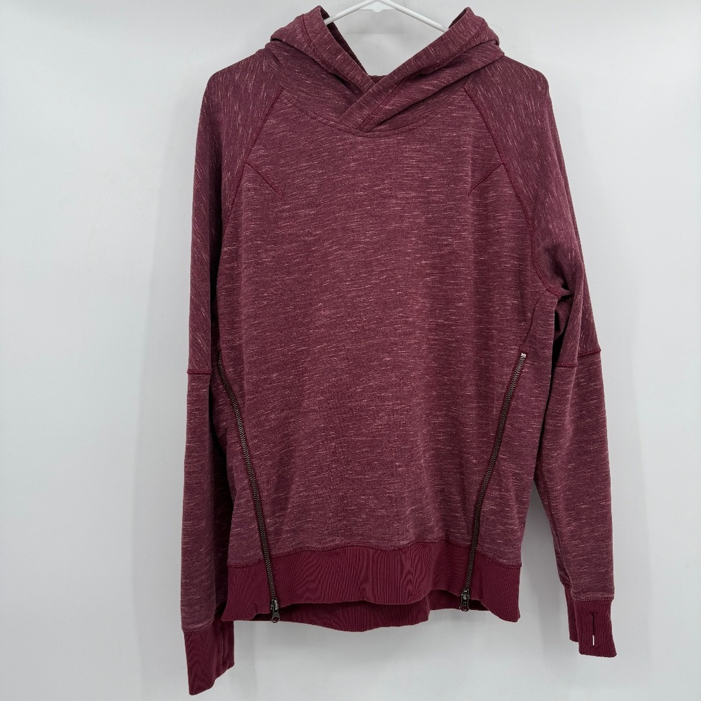 Lululemon Hoodie Women 6 Heather Red Long Sleeve Pullover Stretch Zippers Comfy